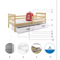 Gulta ERYK 90x200, priede/balts